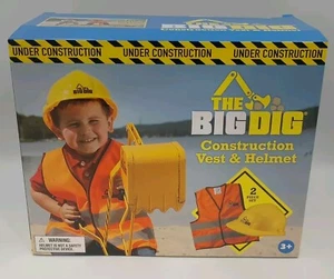 The Big Dig Yellow Hard Hat Helmet & Construction Vest Child Kids Dress Up Play - Picture 1 of 10
