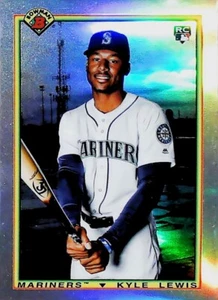 2020 BOWMAN CHROME REFRACTOR 1990 BOWMAN #90B-KL KYLE LEWIS ROOKIE MARINERS - Picture 1 of 2