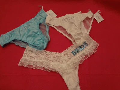 Victorias Secret Bridal Set 3 PARES Panty Bling PEQUEÑO/OS Set NUEVO CON ETIQUETAS - BR20 Foto 1 de 2