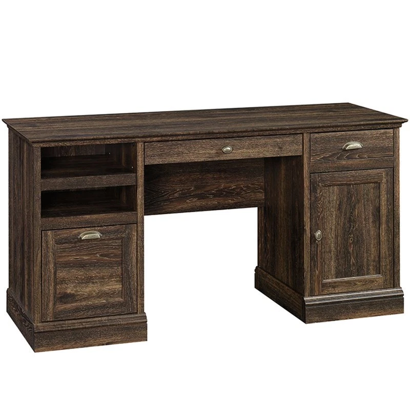 Sauder 422706 Barrister Lane Executive Desk Iron Oak Finish