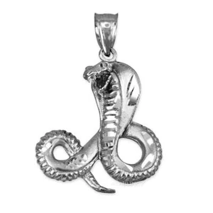 Sterling Silver Cobra Snake Satin DC Pendant - Picture 1 of 4