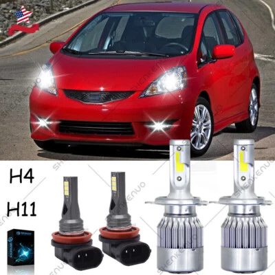 FOR Honda Fit 2012-2020 LED Headlight Fog Light High Low Beam Bulbs H4+H11 White - Image 1 of 4