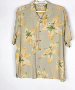 Camisa Tommy Bahama Para Hombres Con Botones Talla XL 100% Seda Hoja Amarilla Floral - Imagen 1 de 9