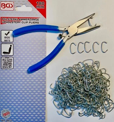 Polsterklammerzange 100 Klammern für Audi VW BMW Opel Autositze Polsterklammern - Bild 1 von 4