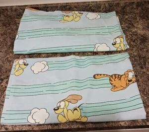 Vintage Garfield 1980s 1990s Twin Single Bed Sheet Fitted Flat TV Comic Cat Odie - Picture 1 of 1
