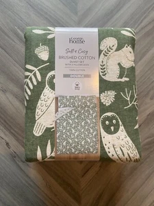 🔥George Home Green Brushed Cotton Scandi Animals Reversible Duvet Set WOODLAND - Picture 1 of 3