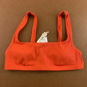 Madewell Womens Size Small Coastal Orange Ribbed Square-Neck Bikini Top NWT - Picture 1 of 8