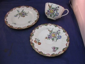 Teetasse, Untertasse & Teller - Reproduktion des frühen Worcesters - "Caroline" - Bild 1 von 8