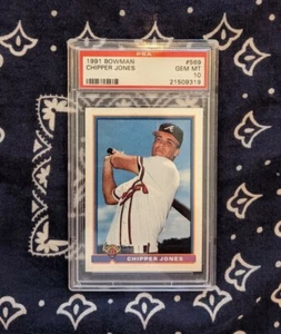 1991 Bowman Chipper Jones ROOKIE RC #569 PSS 10 PRISTINE - PSA AUTH - Picture 1 of 3