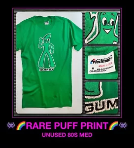 vtg 80s RARE Puff Print GUMBY Dazed Confused Vape Marijuana skateboard T-Shirt M - Picture 1 of 24