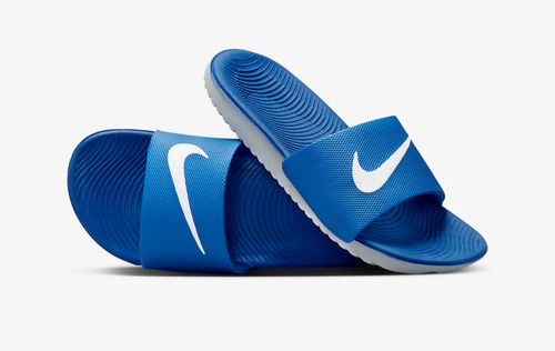 NUOVE Nike Kawa Slides Sandali Covalt bianchi slip on ragazzo ragazza taglia 11c