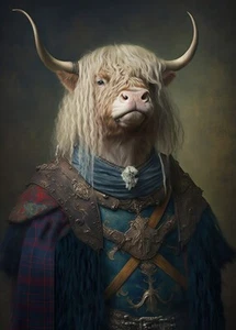 Aristocratic Highland Cow - Cute Funny Animals - Poster - Picture 1 of 5