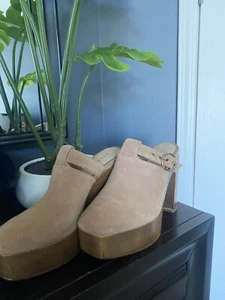 Gianni Bini Sotelo Leder Plateau Clogs In Hellbraun Damen 8,5 - Bild 1 von 7