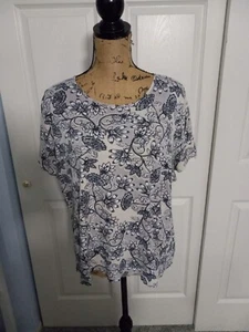 Croft & Barrow Woman's Plus Size 1X Multi-Color Short Sleeve Classic Tee - Picture 1 of 7