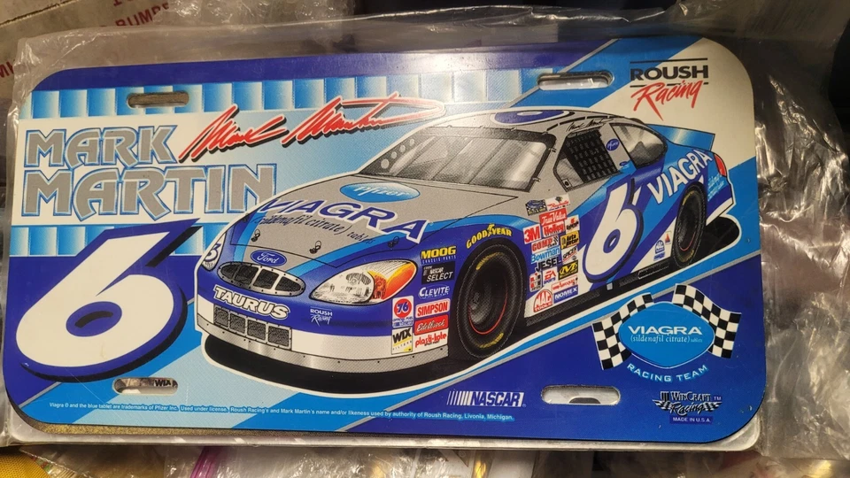 Mark Martin #6 Viagra Poly Vinyl License Plate - Image 1 of 1