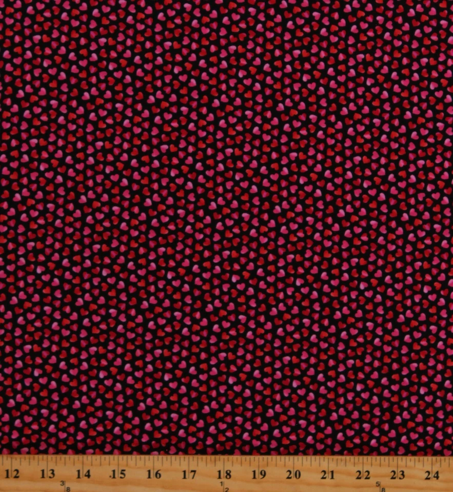 Algodón Rosa y Rojo Corazones en Negro Love Algodón Tela Estampado por Yarda D380.44 Foto 1 de 1