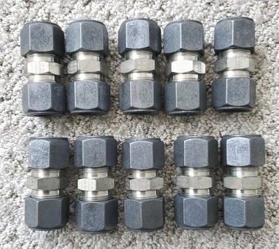 Parker CPI Ss316 1/2" Tube OD x 1/2" Tube OD 8-8 HBZ-316 Free Shipping Lot Of 10 - Image 1 of 3