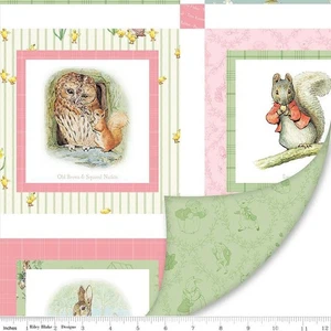 Double Lush Velvet PETER RABBIT FRIENDS 2 Sided Print Fabric Panel 36" x 58/62" - Picture 1 of 2