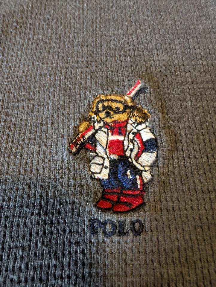Polo Ralph Lauren Térmico Largo John Ropa de Dormir Camisa Cuello Redondo Esquí Oso Logo XL Foto 1 de 4