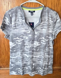 Nueva camisa grande de camuflaje gris Chaps para mujer - Imagen 1 de 4