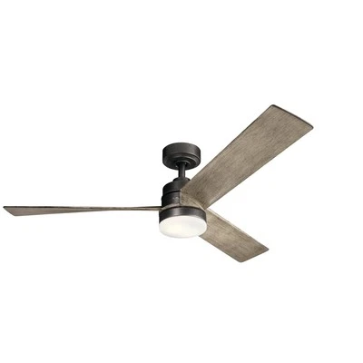 Kichler Spyn 52" Ceiling Fan with LED Lights in Anvil Iron, 3-Blade Contemporary - Image 1 of 4