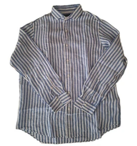 Polo Ralph Lauren Blue & White STRIPED LINEN Long Sleeve Shirt XL Classic Fit - Picture 1 of 6