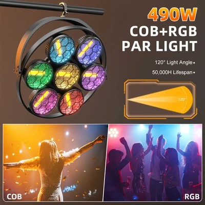 COB RGB+Golden 490W LED Light DMX Stage DJ Light Audience Blinder Light Spot - Image 1 of 4