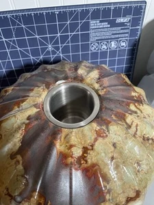 1970 era Vintage Round Ceramic Vase With Metal Insert - Picture 1 of 5