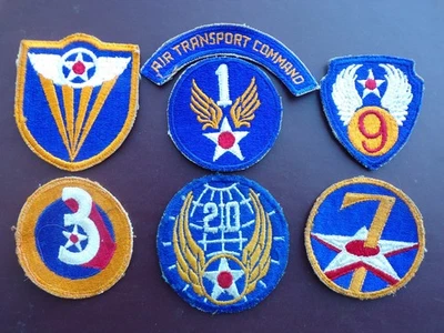 Segunda Guerra Mundial Ejército de los Estados Unidos Parche Cuerpo Aéreo Uniforme de Fuerza AAC Pestaña Lote Militar Hombro SSI Foto 1 de 2