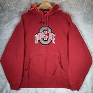 VTG Ohio State Buckeyes Hoodie Mens 2XL Red Nike Sweatshirt Center Swoosh Y2K - Picture 1 of 13