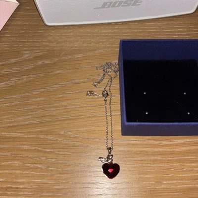 Ladies Swarovski Red Heart Necklace Worn - Image 1 of 4