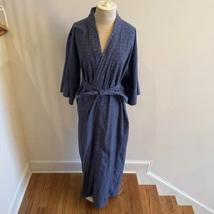 FP In Tokyo Kimono Robe Womens Mens 61" Long Navy Basket Weave Cotton Made Japan - Picture 1 of 9