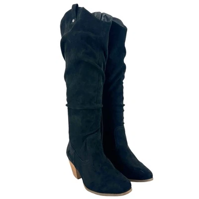 Torrid женщин 7,5 Вт черный искусственной замши колена ботинки сложены каблук стороны молнии - Изображение 1 из 4