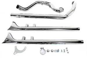 True Dual Header with Fishtails Chrome for FLT 1995-2006 Harley Davidson - Picture 1 of 2