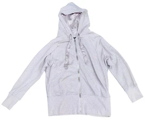 Victoria Secret Hoodie Full Zip Sweater Beige Tan Silky Hood Raglan Large - Picture 1 of 10