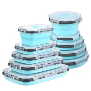 10 Pieces Collapsible Food Storage Containers Foldable Silicone Lunch Contain... - Picture 1 of 7