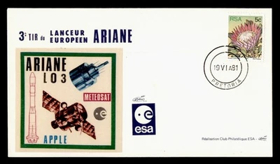 DR WHO 1981 南非太空 ARIANE L03 ESA 丝绸 LOLLINI 卡赫 M57496 — 第 1/2 张图片