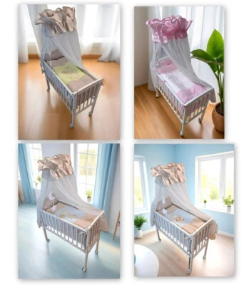 BABYHAFEN Beistellbett Weiß 40x90 inkl. Matratze, Bettwäsche Set – viele Farben & Muster