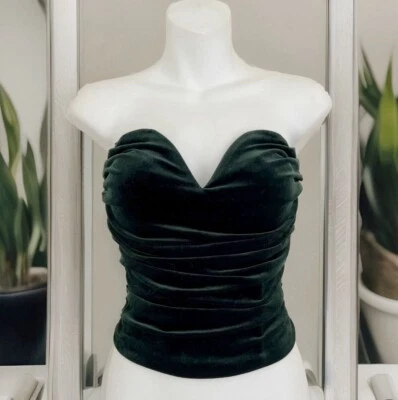 NUEVO CON ETIQUETAS ~ EXPRESS Body Contour Terciopelo Corsé Top XS Verde Esmeralda Tazas Acolchadas Foto 1 de 4