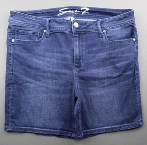 Pantalones cortos de jean para mujer Seven7 Bermuda de altura alta 5 bolsillos elásticos talla 16 (35x6) - Imagen 1 de 8
