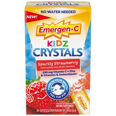 Kids Emergen-C Crystals 500mg Vitamin C 28 Stick Pack Orange Immune Exp 1/2025 - Image 1 of 2