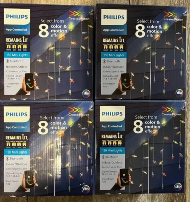 4 boxes Philips 150 mini icicle lights LED App controlled 8 colors motion white - Image 1 of 4