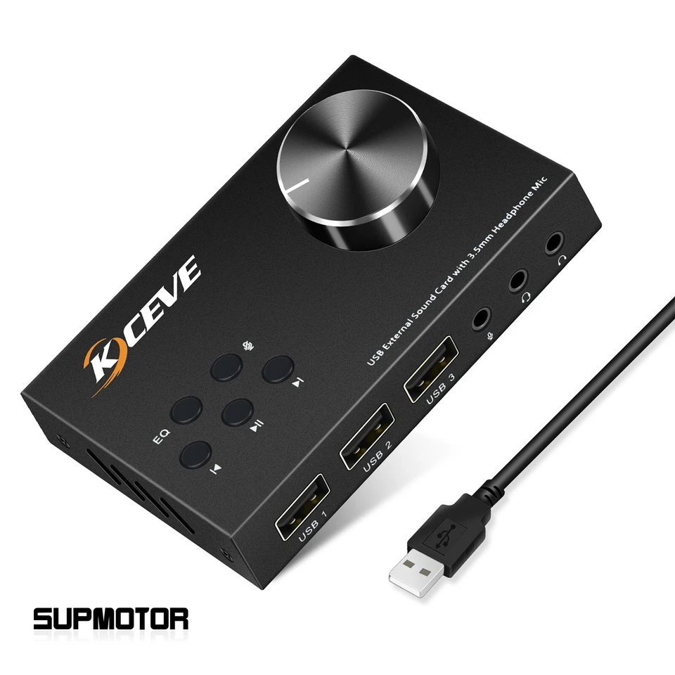 KC-U004 USB External Sound Card with 3.5MM Headphone Mic Interface Plug and Play - Image 1 of 3