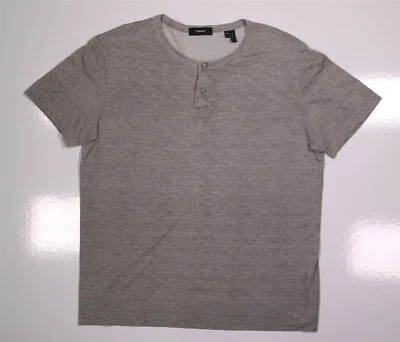 Camisa de algodón gris Henley de manga corta Theory para hombre Gaskell mediana Foto 1 de 4
