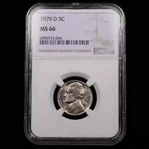 1979-D Jefferson Five Cent 5c - NGC GRADED MS66 - Picture 1 of 4