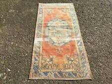 Türkischer Vintage-Teppich aus Baumwolle, Läufer-Oushak-Teppich, 2'10" x...