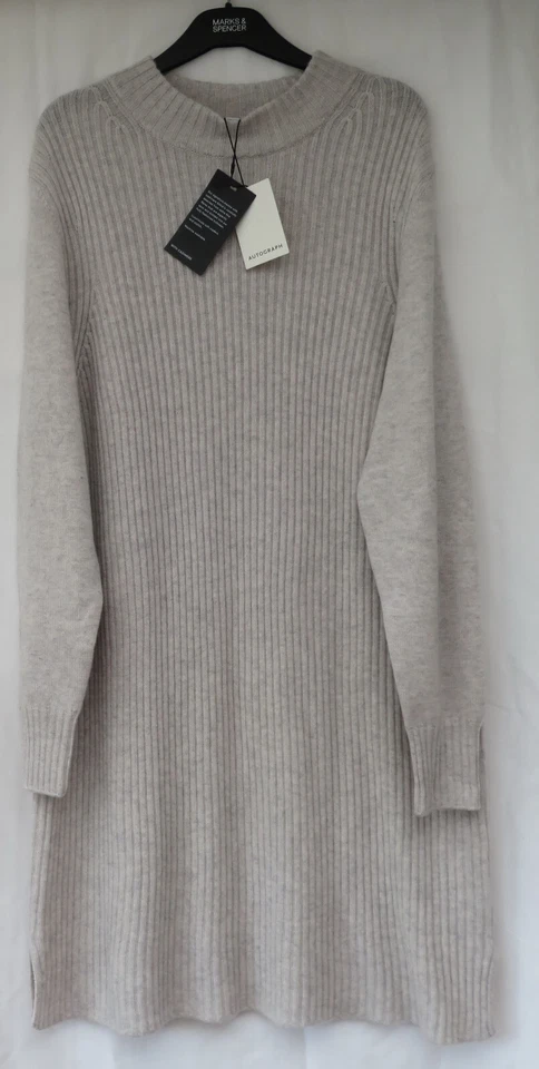 LADIES MARKS AND SPENCER AUTOGRAPH GREY JUMPER DRESS WITH CASHMERE SIZE XL