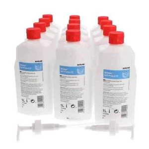 Ecolab 12 Bottles x 1 Liter + 2 Pumps Alcohol Hand Rub Advanced Hand Sanitiser - Picture 1 of 3
