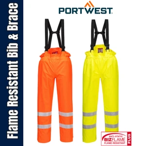 Portwest Hi-Vis Antistatic Flame Resistant Bib & Brace Waterproof Trousers S780 - Bild 1 von 14