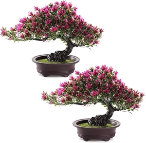 2 Pack Artificial Bonsai Tree, Small Fake Plants Decor, Indoor Faux Potted Plant - Picture 1 of 12